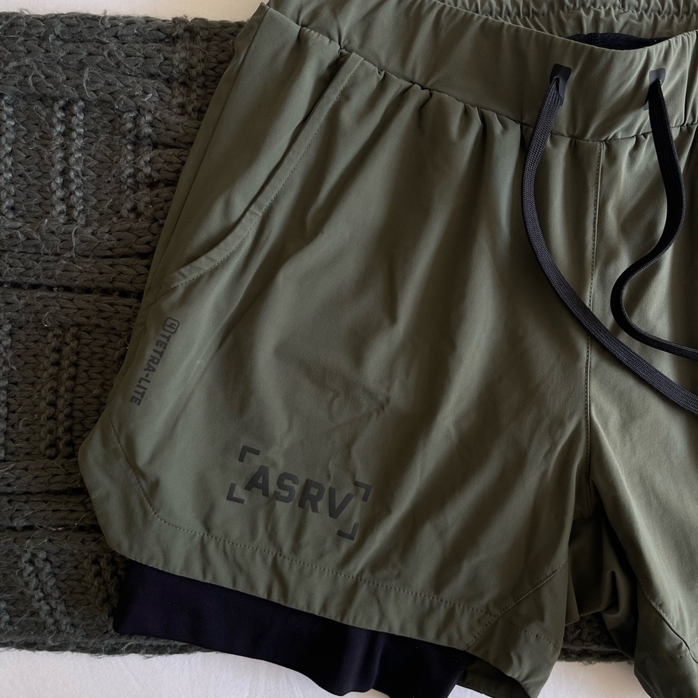 ASRV Men's Dark Green Athletic Shorts - Picture 2 of 9